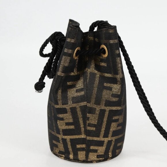 FENDI Zucca Canvas Shoulder Bag Black Brown Auth 120527AM - Picture 6 of 16